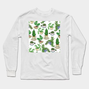 Teacup Plants Pattern Long Sleeve T-Shirt